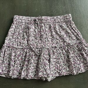 Zara Floral Skort Size M Stretchy‎ Elastic Waist